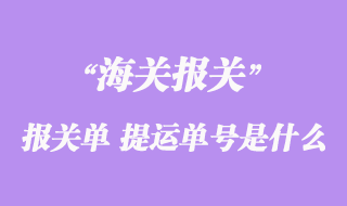 进出口货物报关单“提运单号”是什么