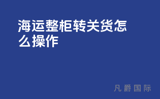 海运整柜转关货怎么操作